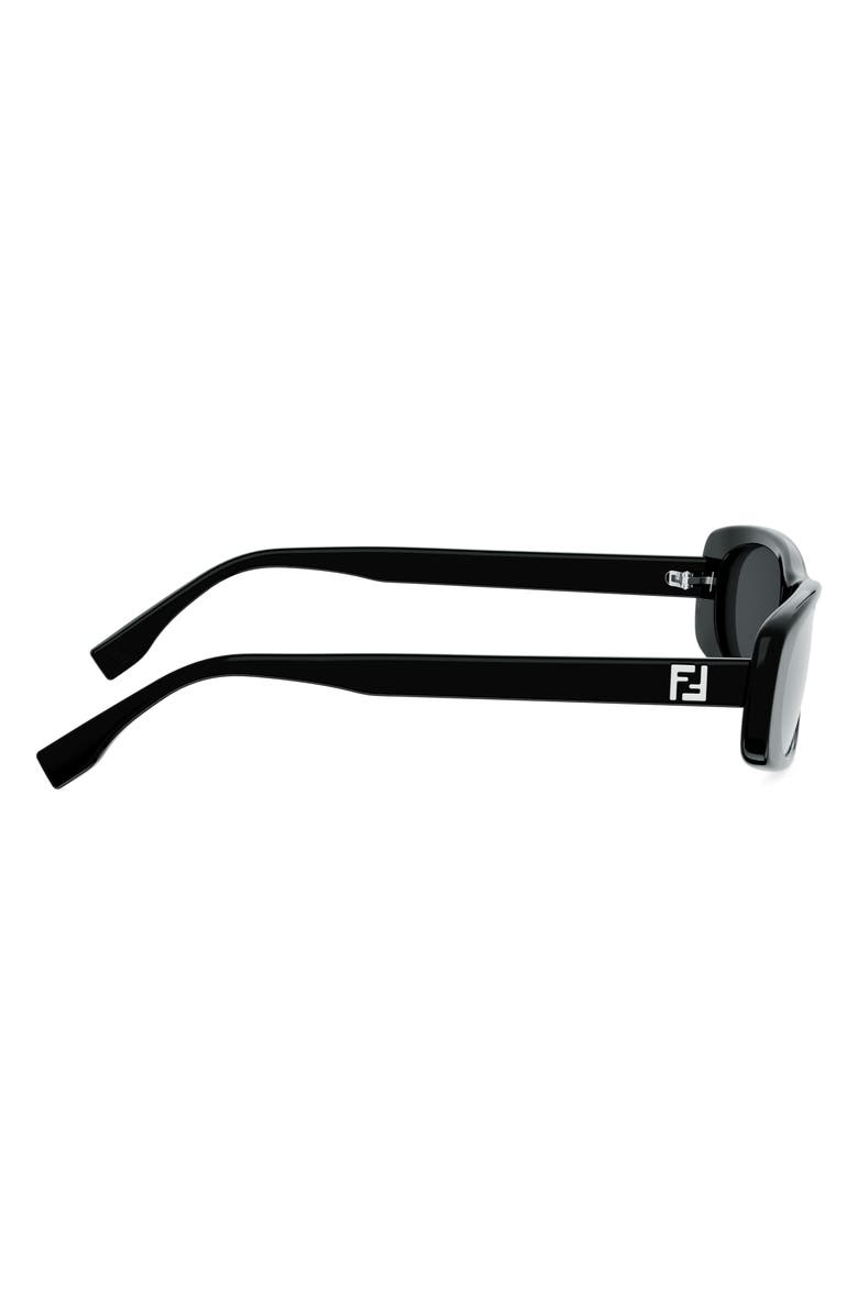 Fendi FF Squared 53mm Oval Sunglasses, Alternate, color, Shiny Black / Smoke