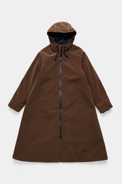 Stutterheim Mosebacke Long Matte Winter Coat In Brown