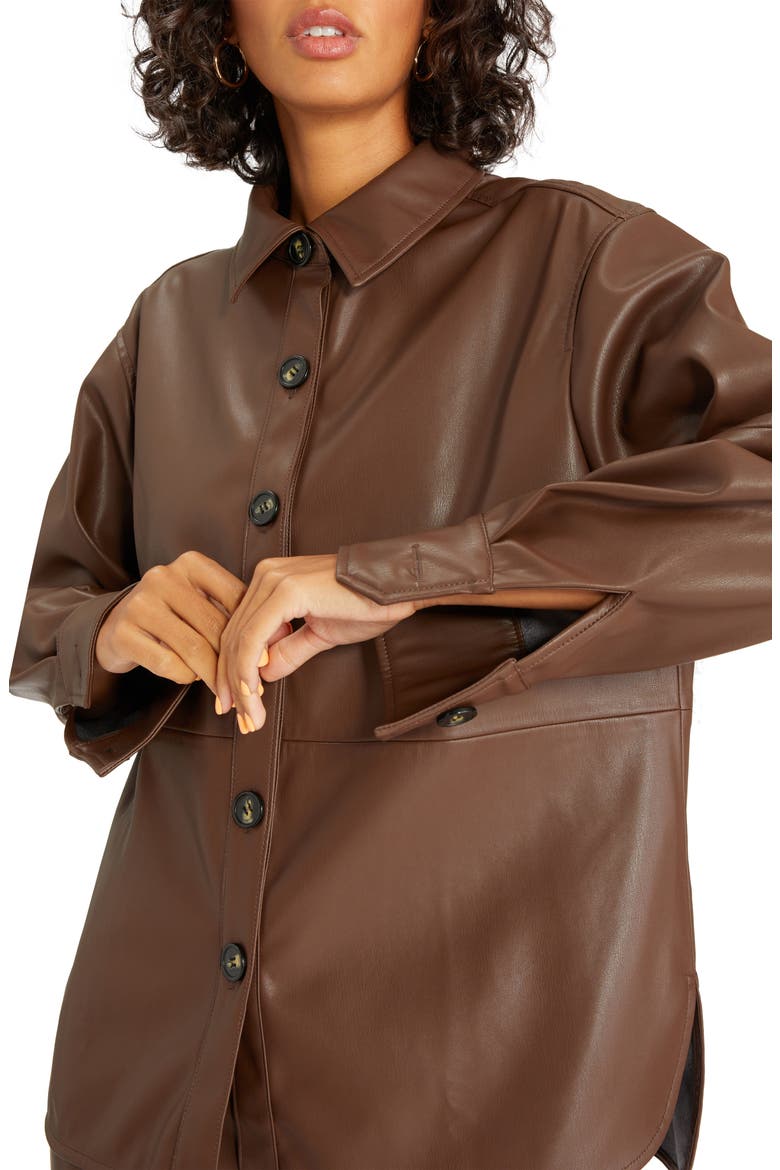 Sancturary Faux Leather Shacket, Alternate, color, MAHOGANY