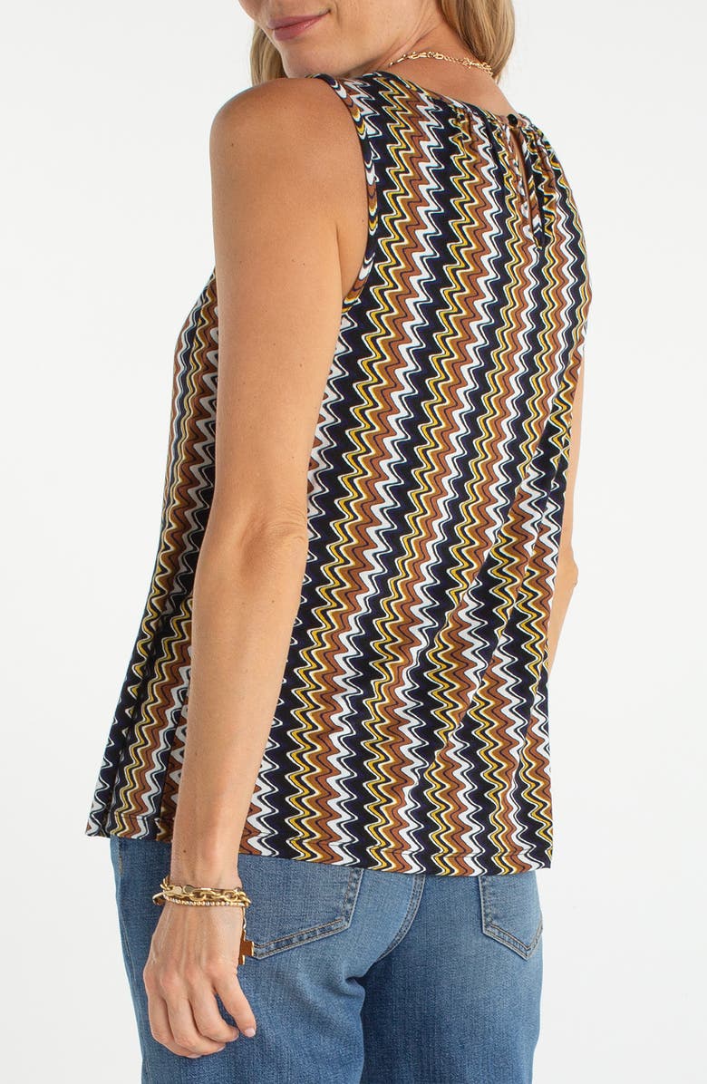 Liverpool Los Angeles Sleeveless Keyhole Knit Top, Alternate, color, Black/ Navy/ Gold Stripe