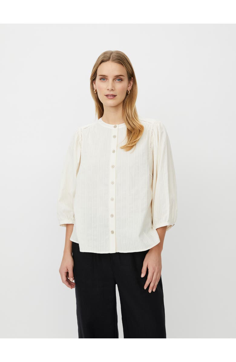 Masai Copenhagen MaIthara Pintuck Detail 3/4 Sleeve Shirt, Main, color, Whitecap