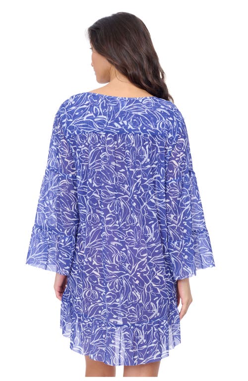 Profile By Gottex Tulip Mesh Tunic With Flounce Coverup In Royal