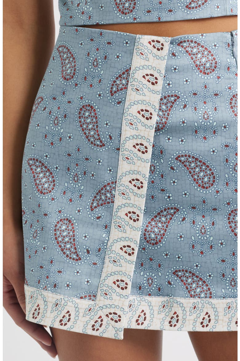 The Tyla Print Faux Wrap Miniskirt, Alternate, color, GEMSTONE MOSAIC DUSTY BLUE
