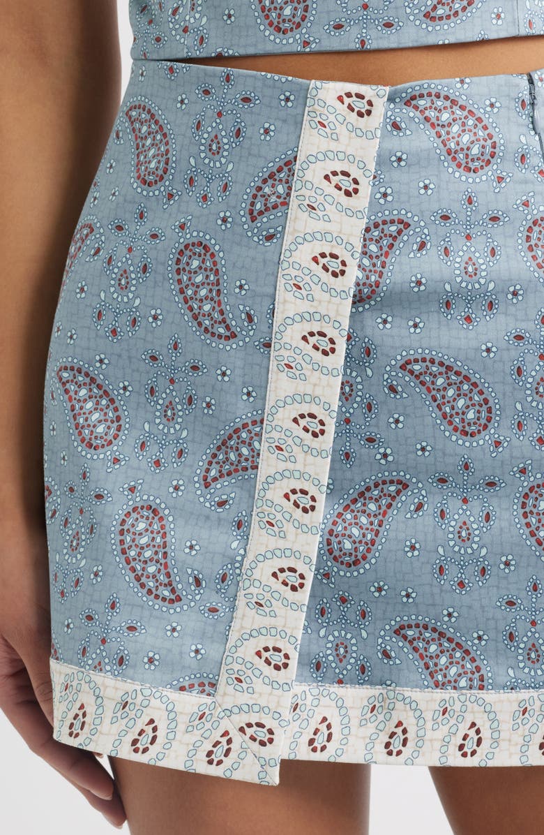 Hill House Home The Tyla Print Faux Wrap Miniskirt, Alternate, color, Gemstone Mosaic Dusty Blue