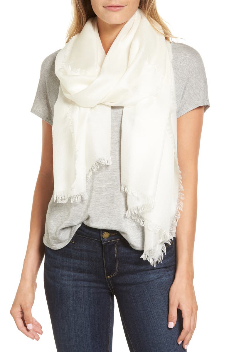 Nordstrom Cashmere & Silk Wrap, Alternate, color, Ivory