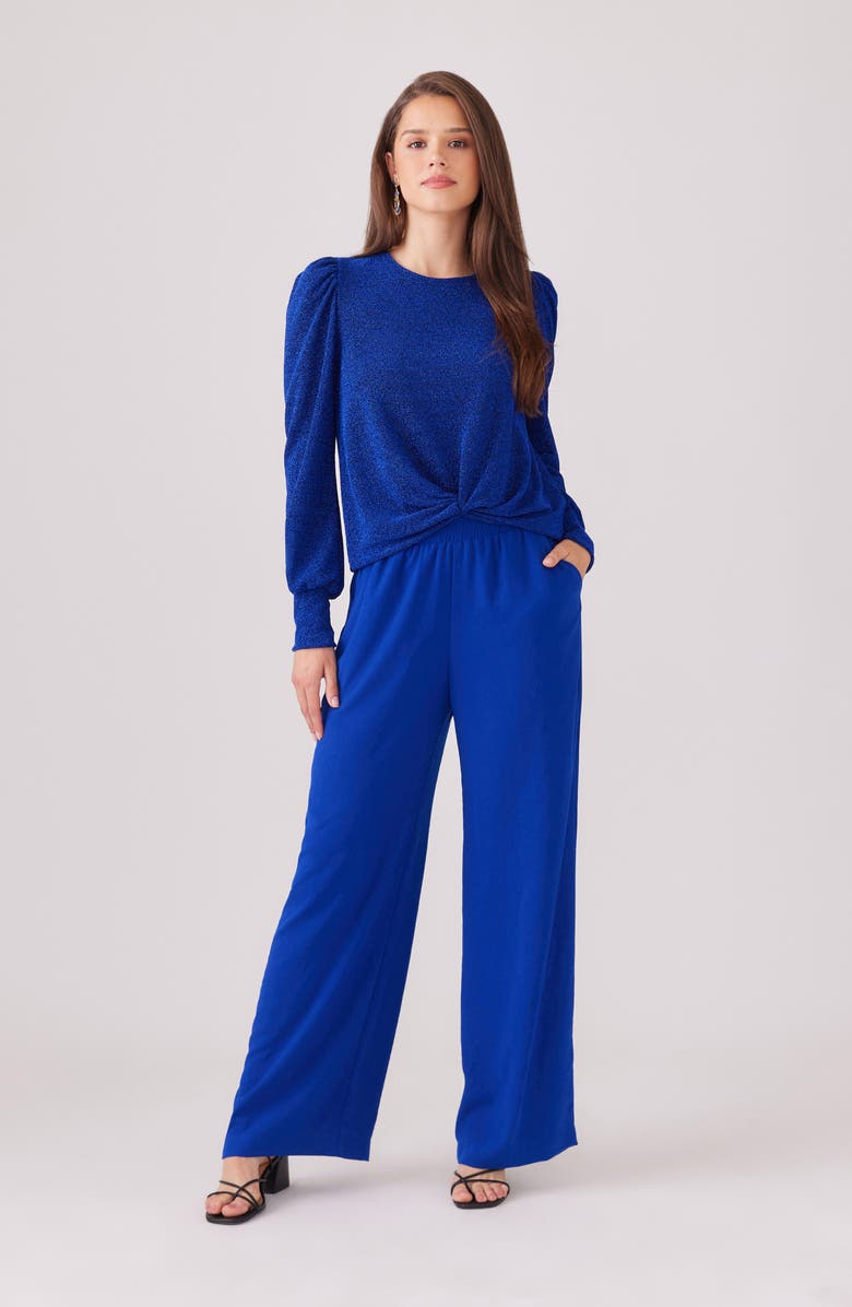 Karen Kane Metallic Twist Front Top, Alternate, color, Sapphire Blue