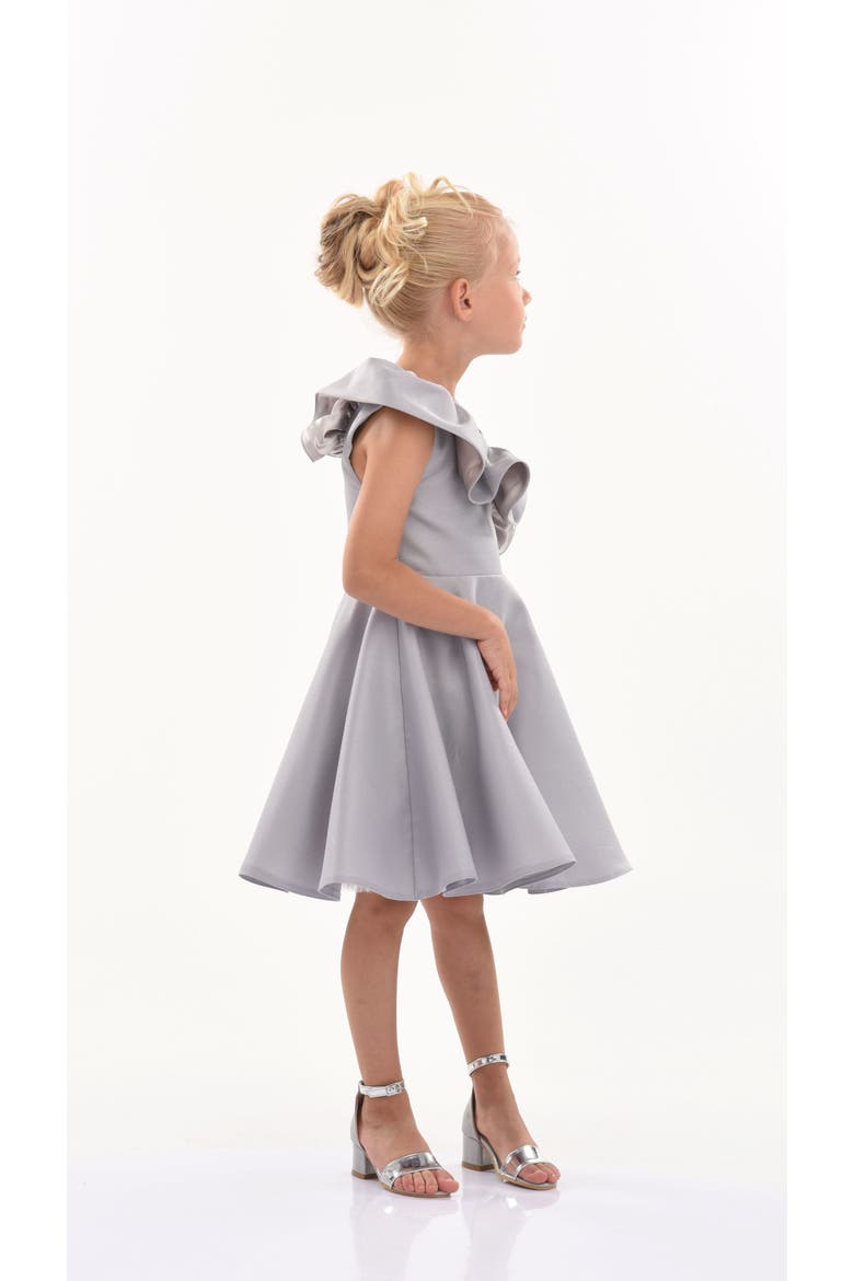 Riviera Off Shoulder Ruffle Dress, Alternate, color, Silver