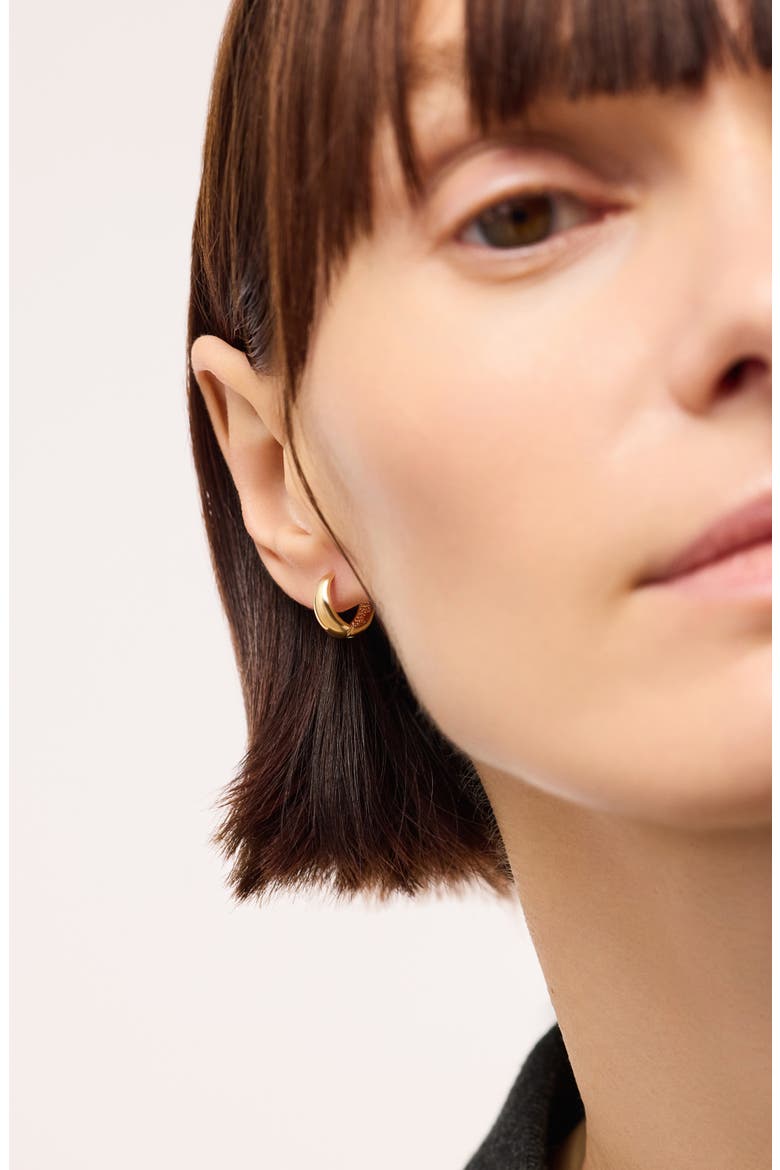 Solid Yellow Gold - Tapered Mini Huggie Hoops, Alternate, color, Gold