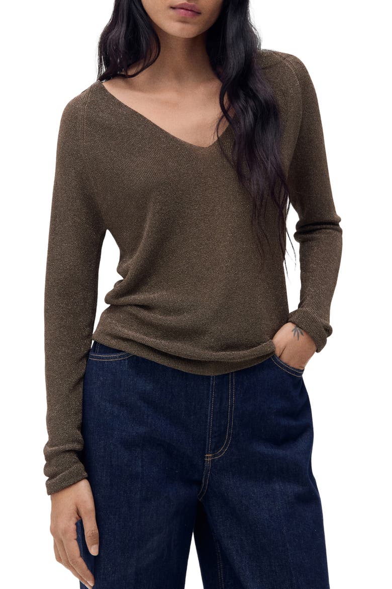 Metallic Sweater, Main, color, CHOCOLATE