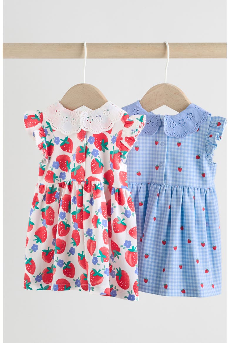 Kids' Pack of 2 Stretch Cotton Dresses, Alternate, color, WHITE BLUE