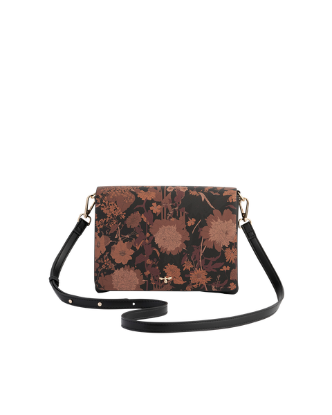 Deco Blooms Black Crossbody Handbag