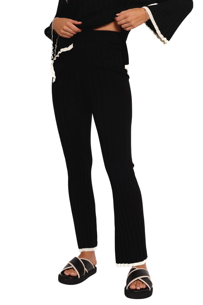 Dora Rib Knit Ankle Pants, Main, color, BLACK