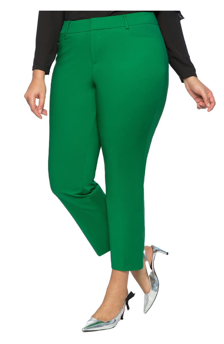 ELOQUII Kady Fit Double-Weave Pant, Main, color, Verdant Green