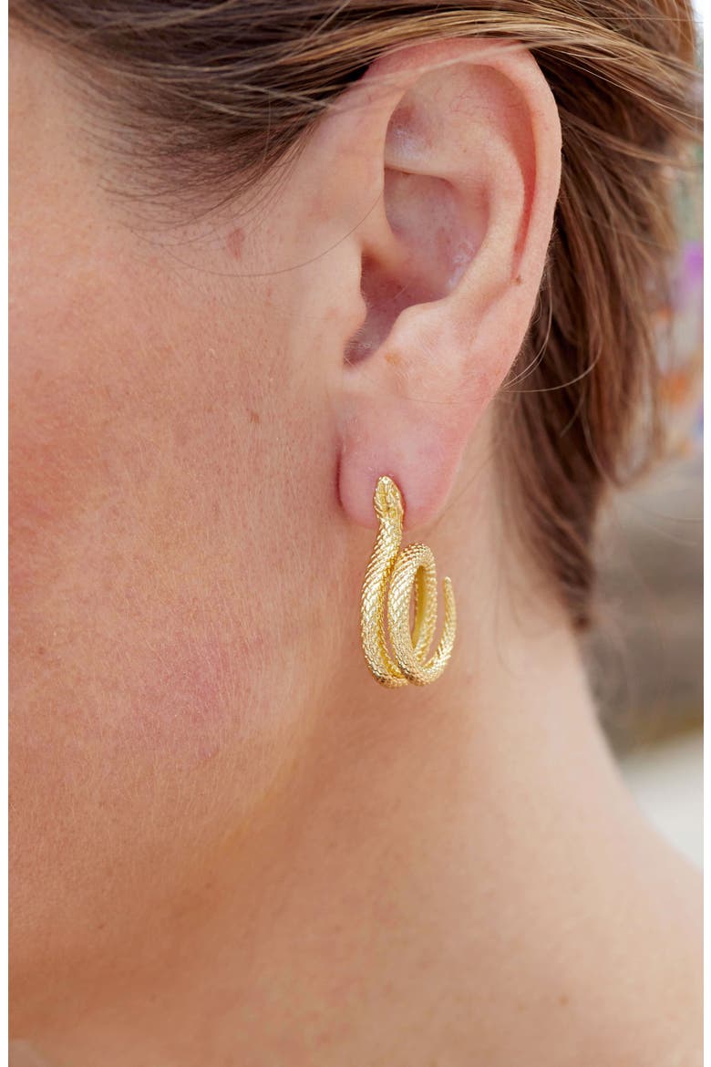 Snake Stud Earrings, Alternate, color, YELLOW GOLD