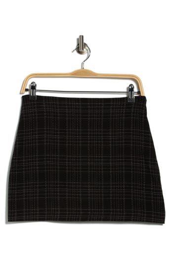 Matty M . Plaid A-line Mini Skirt In Black