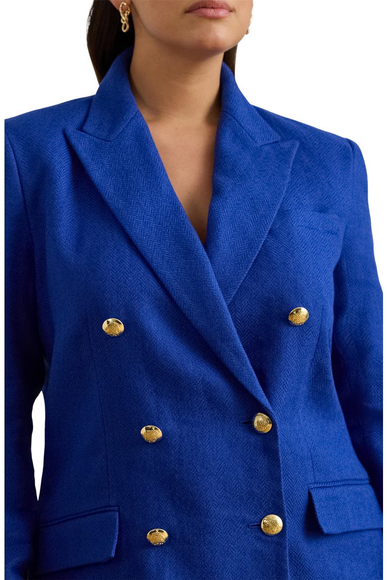 Chevron Linen & Cotton Blazer, Alternate, color, CRUISE ROYAL BLUE