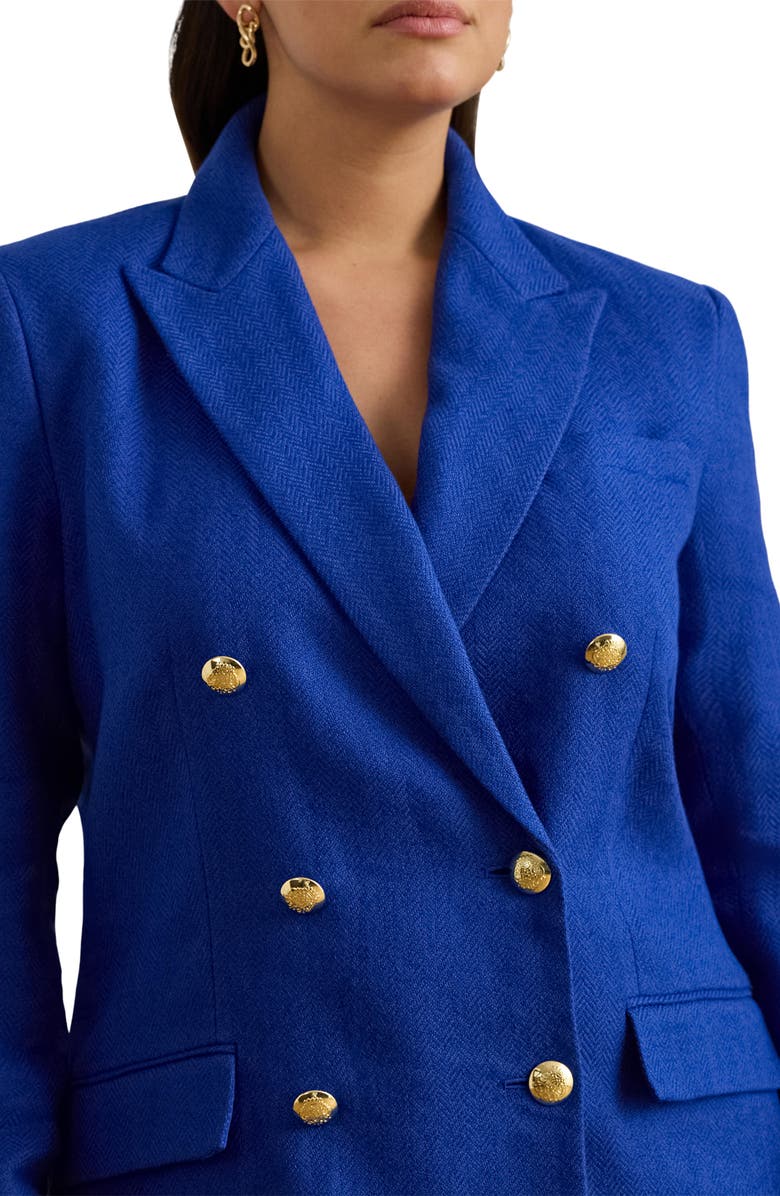Lauren Ralph Lauren Chevron Linen & Cotton Blazer, Alternate, color, Cruise Royal Blue