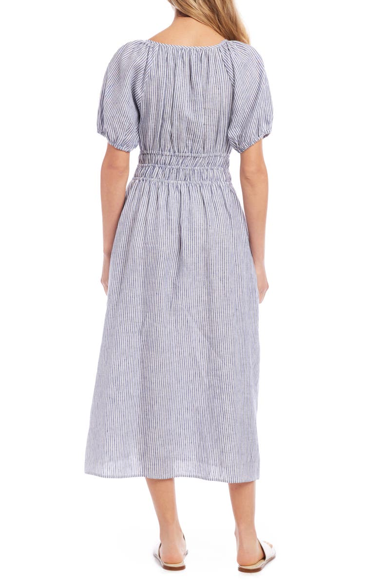 FIFTEEN TWENTY Pinstripe Smocked Linen Dress, Alternate, color, 