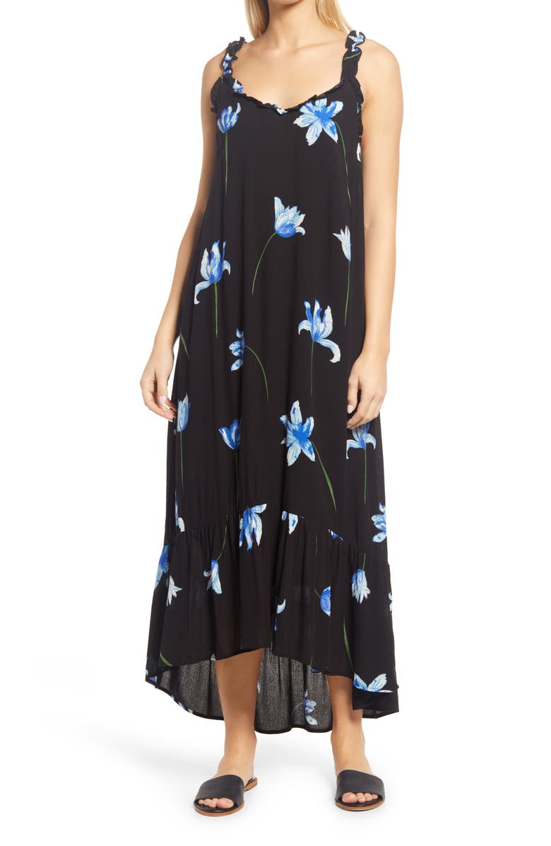 GIBSONLOOK High-Low Ruffle Edge Maxi Dress, Main, color, 