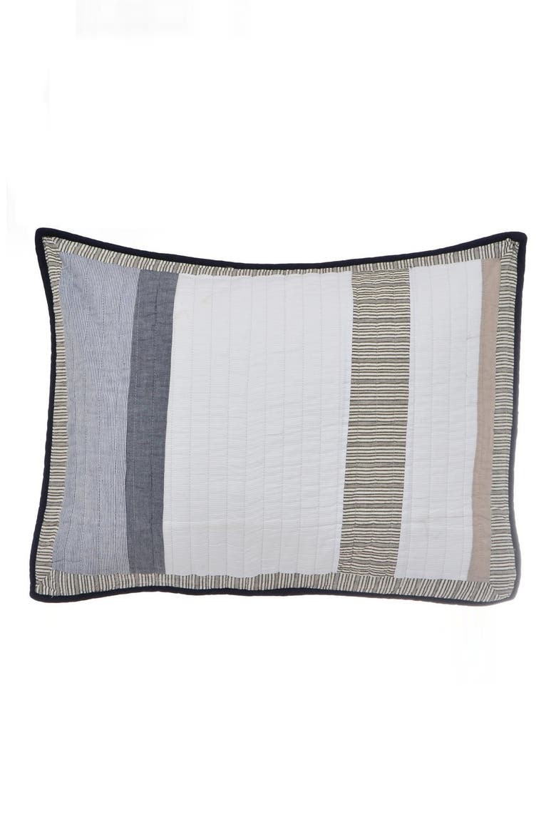 'Tideway' Quilted Standard Sham, Main, color, GREY/ KHAKI
