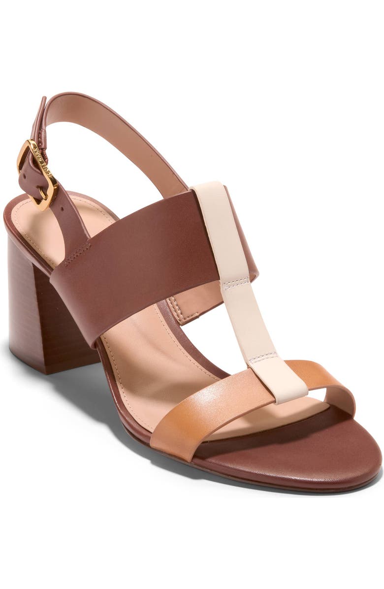 Cole Haan Josie T-Strap Sandal, Main, color, Dark Cuoio Leather/ Biscuit