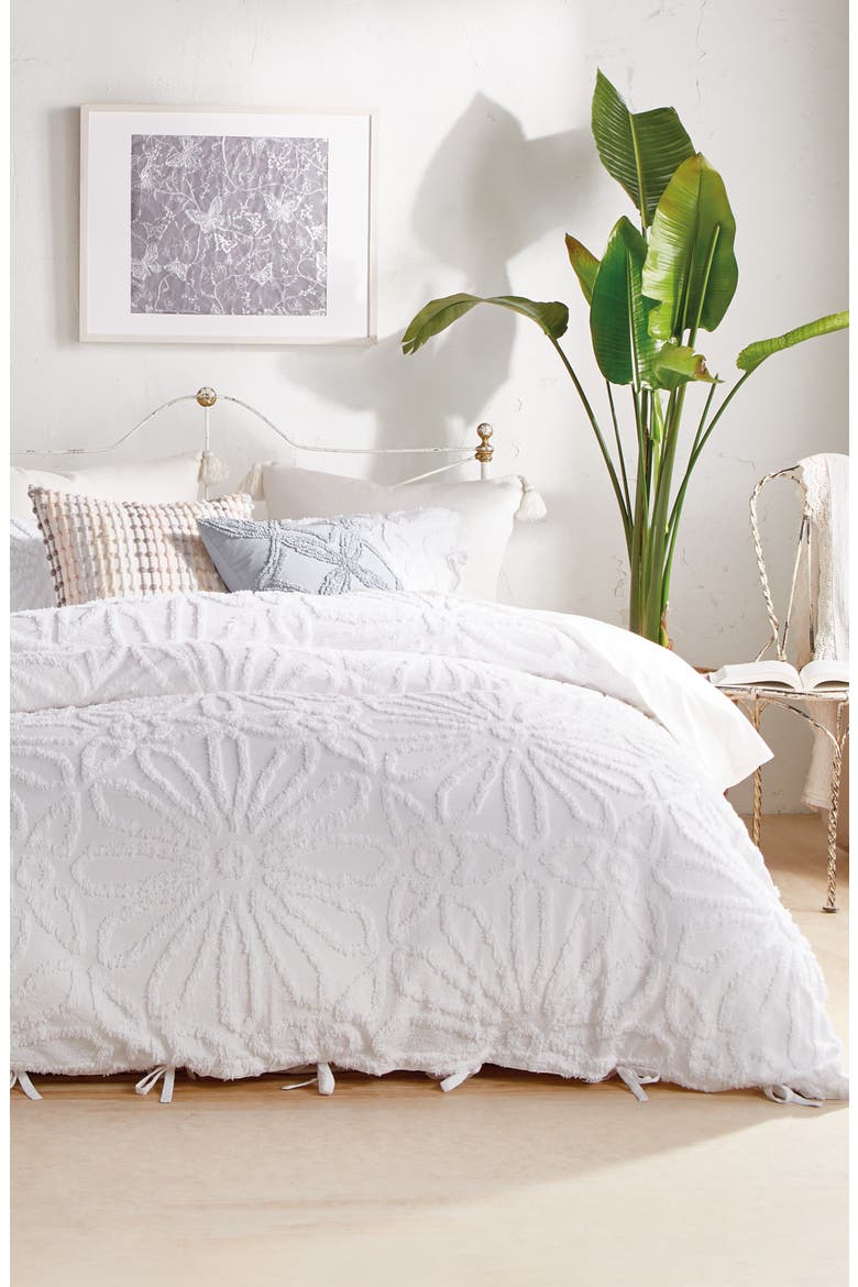 Chenille Medallion Comforter & Sham Set, Alternate, color, WHITE
