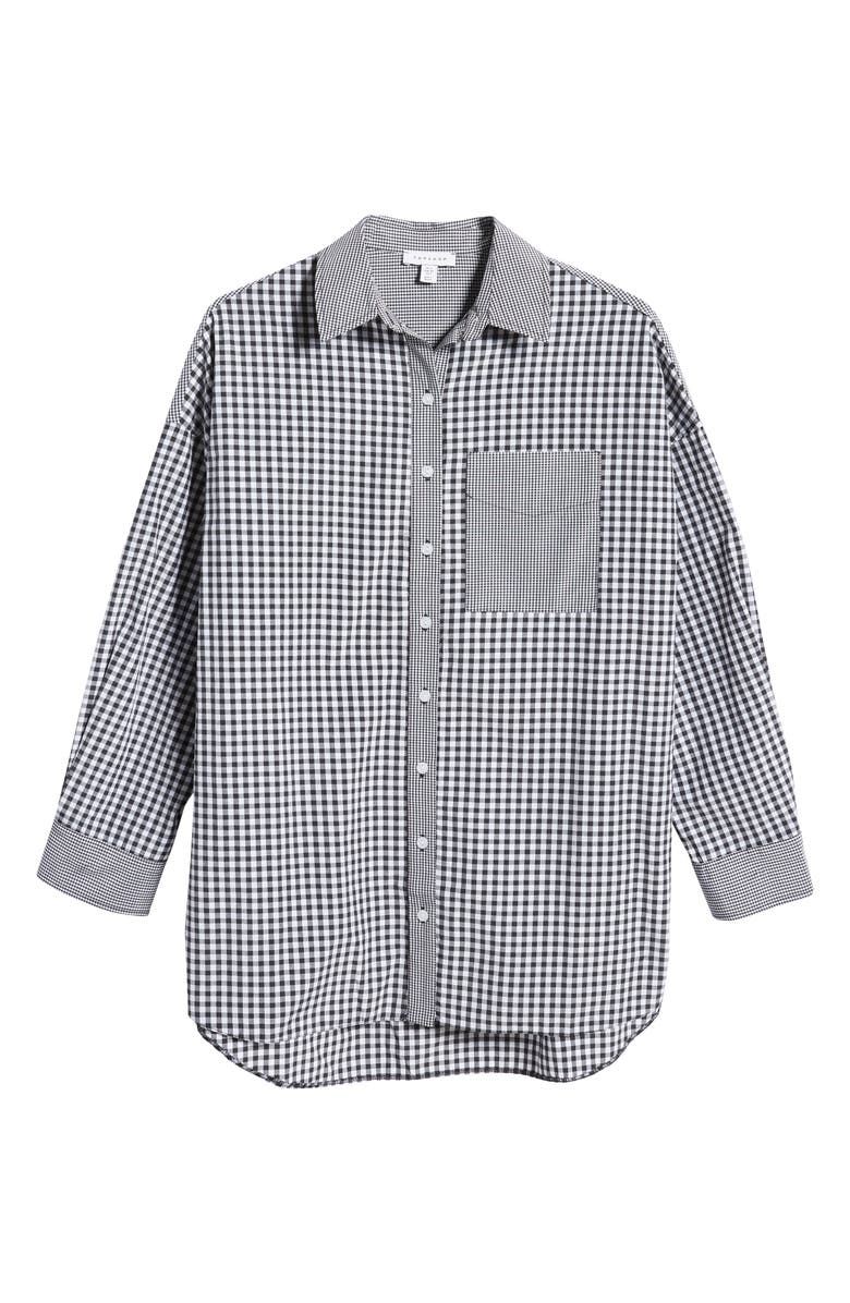Topshop Women's Gingham Check Oversize Button-Up Shirt, Alternate, color, 