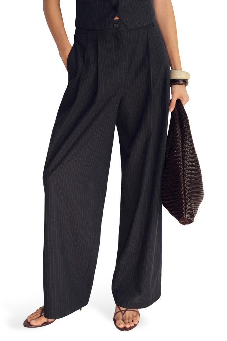 Straight Fit Cotton & Linen Suit Pants, Main, color, NAVY