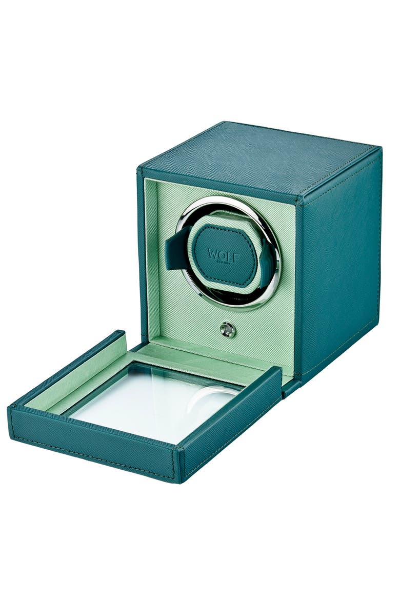 Cub Single Watch Winder with Cover, Alternate, color, Seltzer Teal/Mint