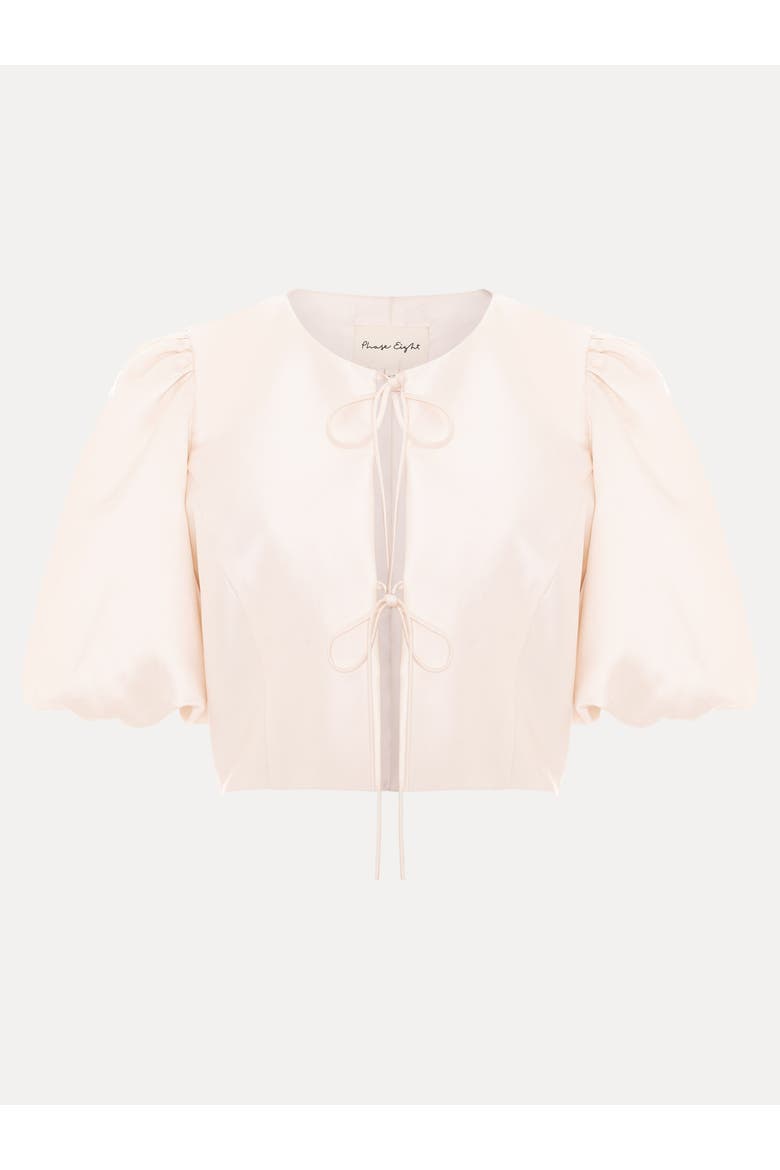 Paulina Cropped Puff-Sleeve Jacket, Alternate, color, Cream
