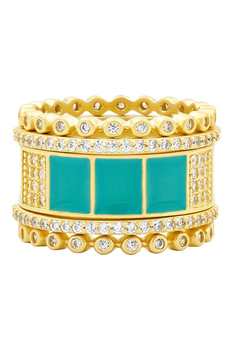 Harmony Set of 5 Stackable Rings, Alternate, color, GOLD/ TURQUOISE