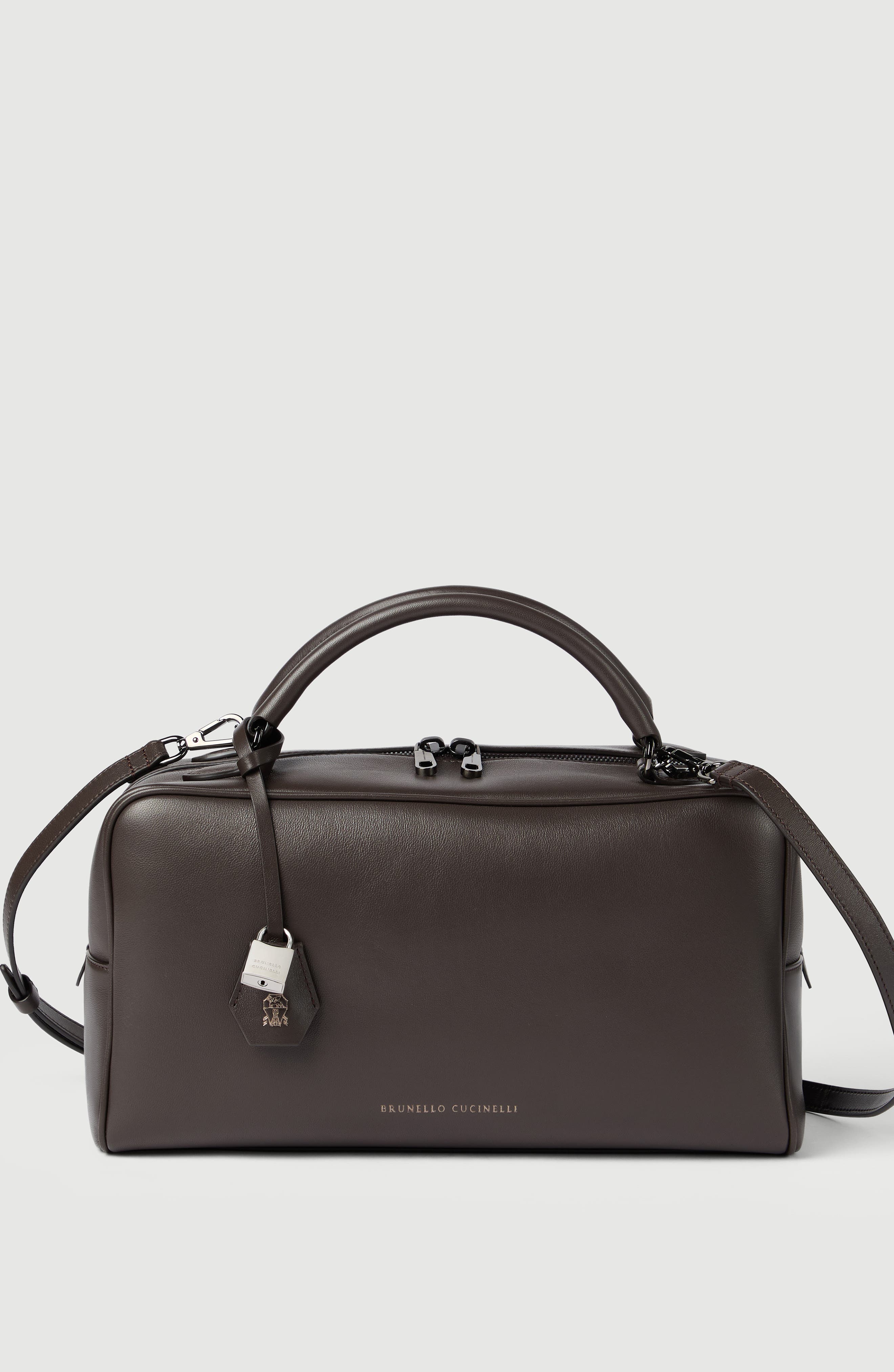 Brunello Cucinelli Nappa Boston Explorer bag, Alternate, color, Rust Brown