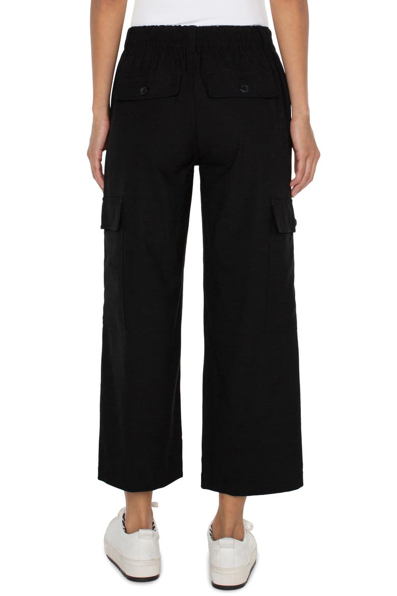 High Waist Crop Wide Leg Cargo Pants, Alternate, color, BLACK