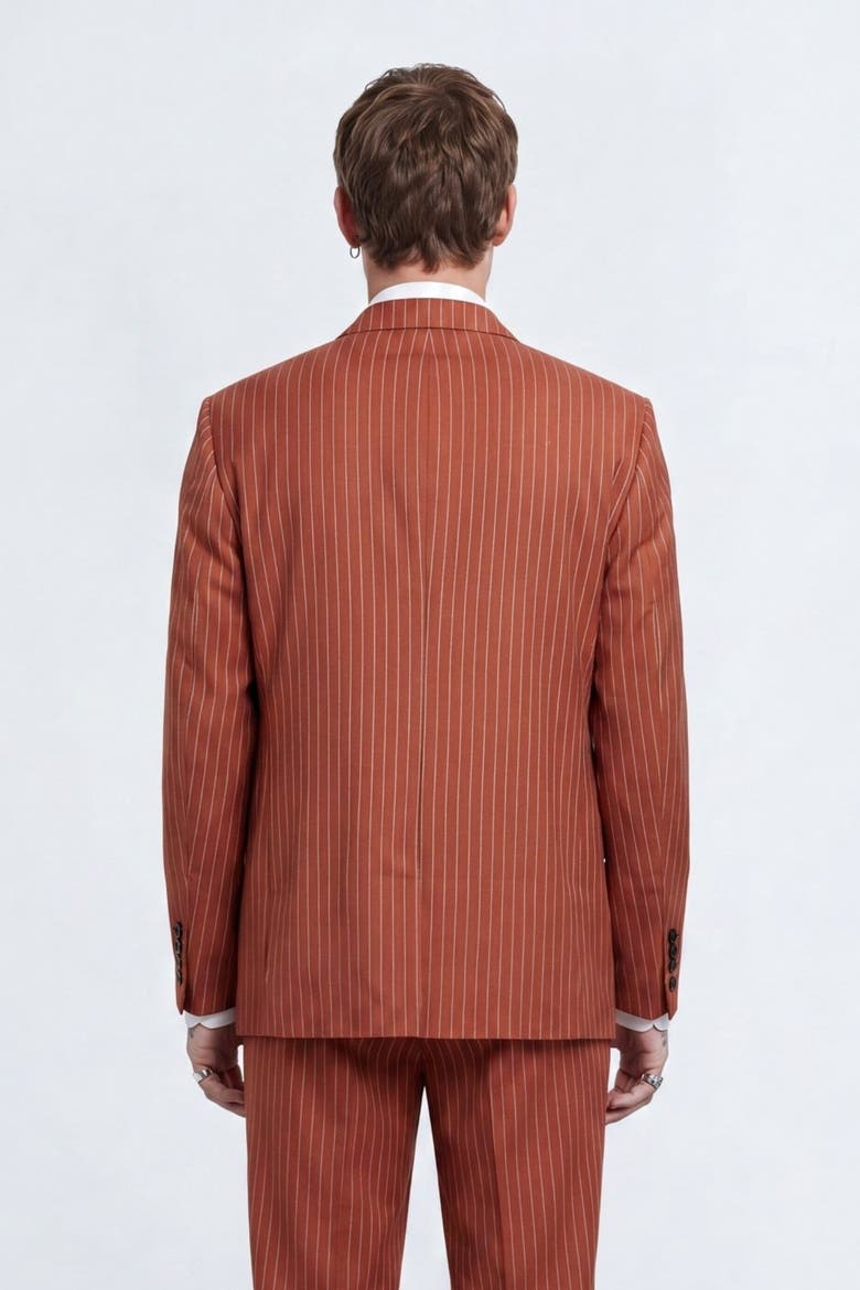 Syrah Double Breasted Pinstripe Jacket, Alternate, color, Burnt Orange