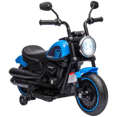 6V Kids Motorcycle with Training Wheels Single Button Start Headlight