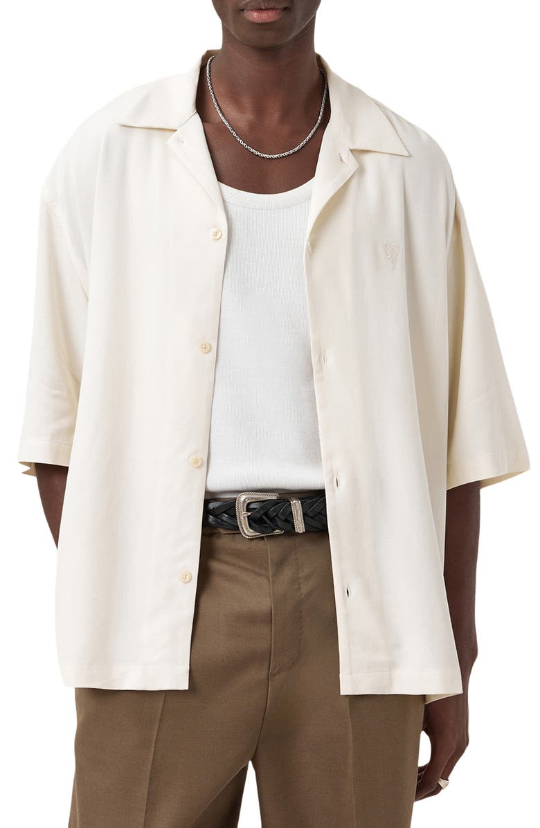 AllSaints Rialto Camp Shirt, Alternate, color, Jetstream White