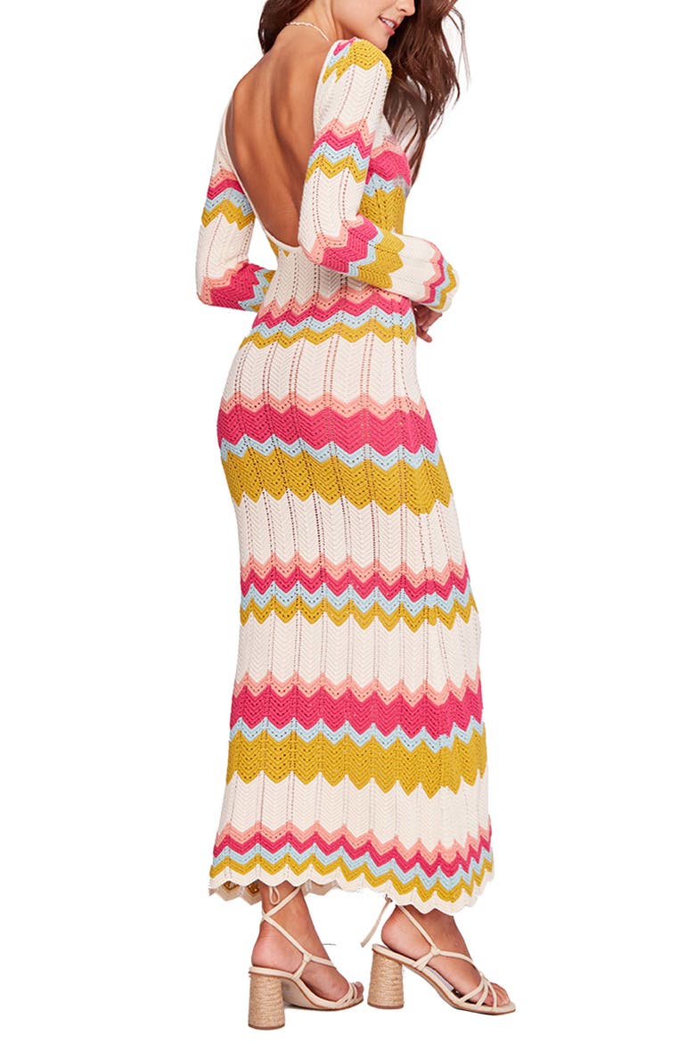 Piper Long Sleeve Herringbone Pointelle Cover-Up Sweater Dress, Alternate, color, PINK MULTI