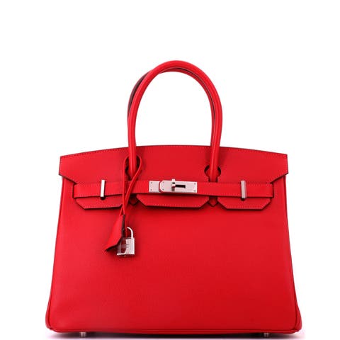 Birkin Handbag Red Epsom with Palladium Hardware 30