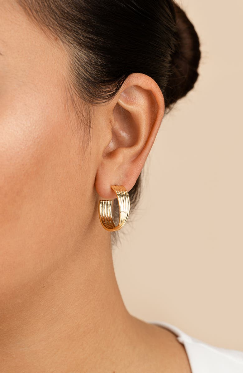 Sterling Forever Katya Textured Hoop Earrings, Alternate, color, 