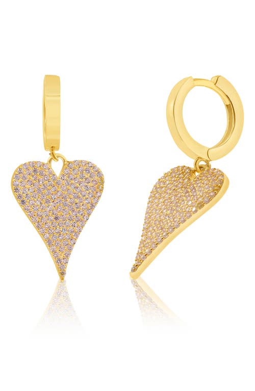 Shymi Pavé Heart Drop Huggie Hoop Earrings In Pink