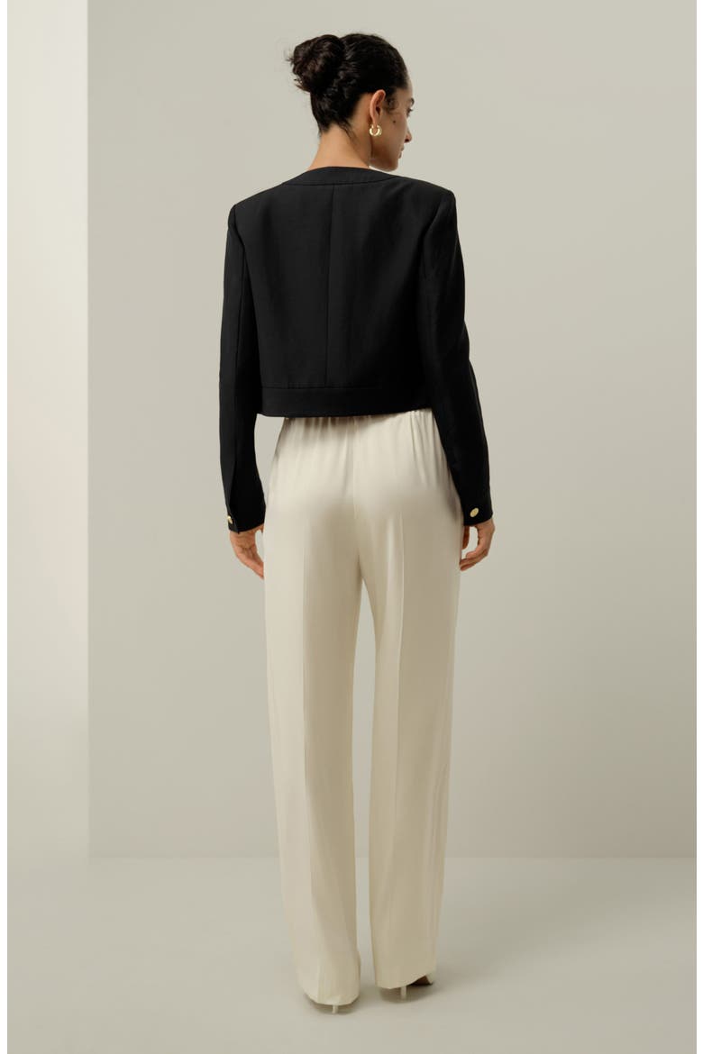 Women's Mara Jacket in Silk Linen, Alternate, color, Black