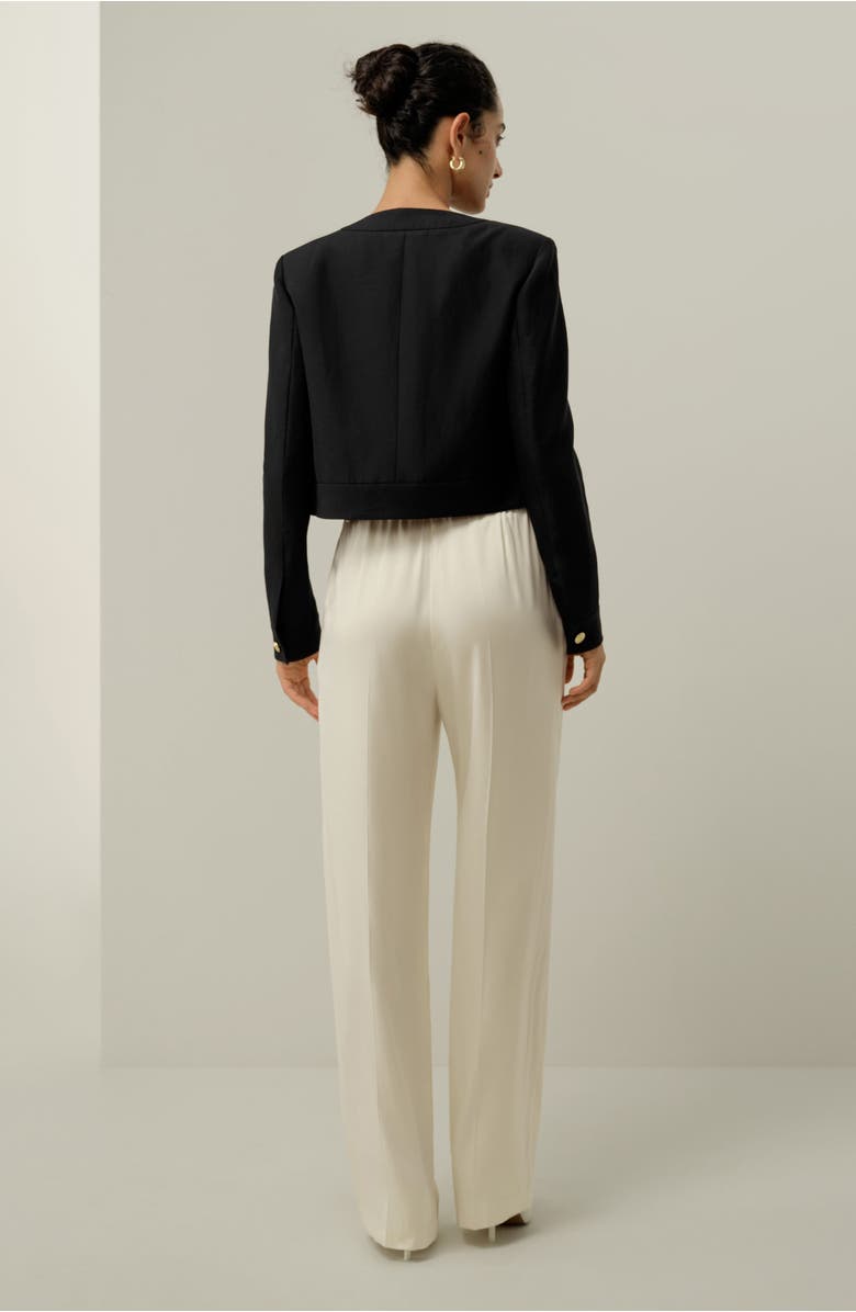 Lilysilk Mara Jacket in Silk Linen, Alternate, color, Black