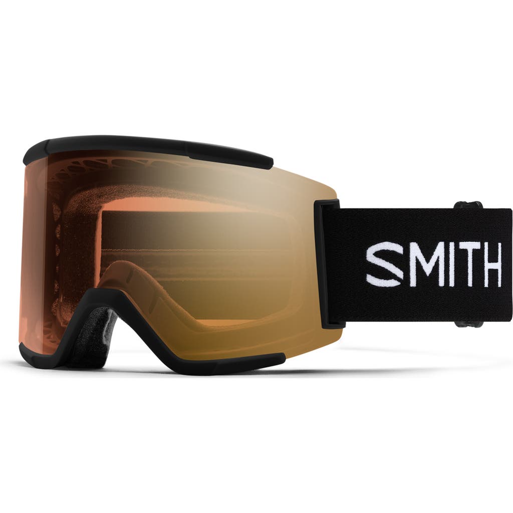 Smith Squad Xl Large Fit Chromapop™ Low Bridge Snow Goggles In Black/photochromic Gold