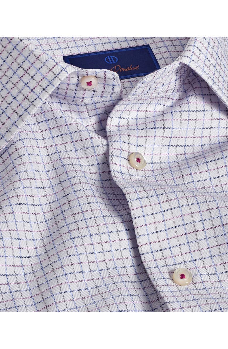 David Donahue Trim Fit Check Cotton Dobby Twill Dress Shirt, Alternate, color,