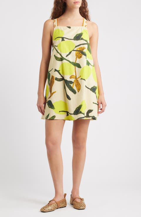 Tie Back Cotton & Linen Minidress