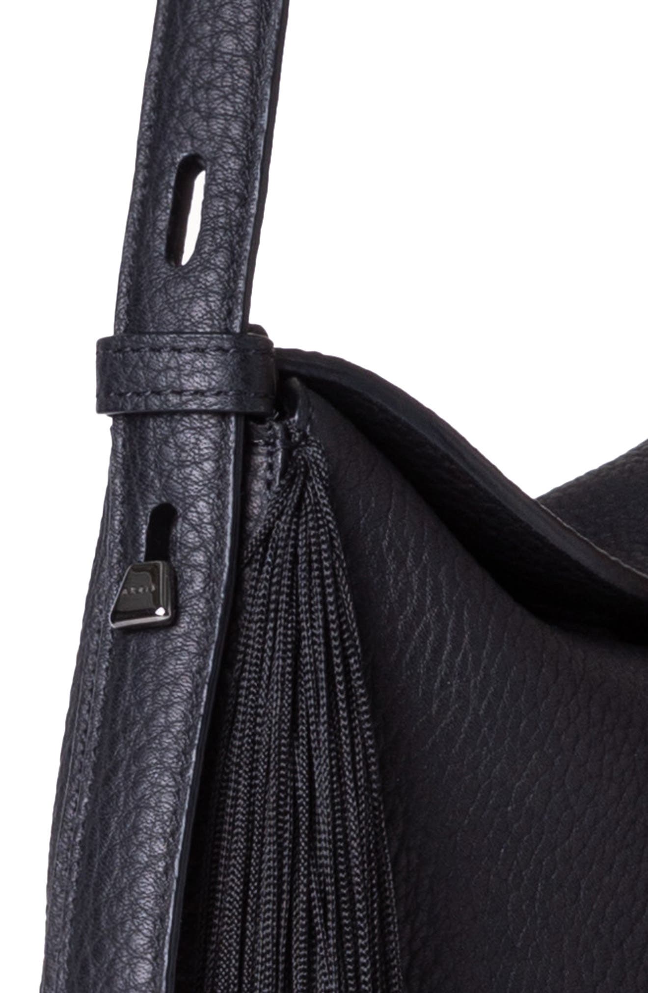 Akris Mini Anna Fringe Leather Hobo Bag, Alternate, color, 