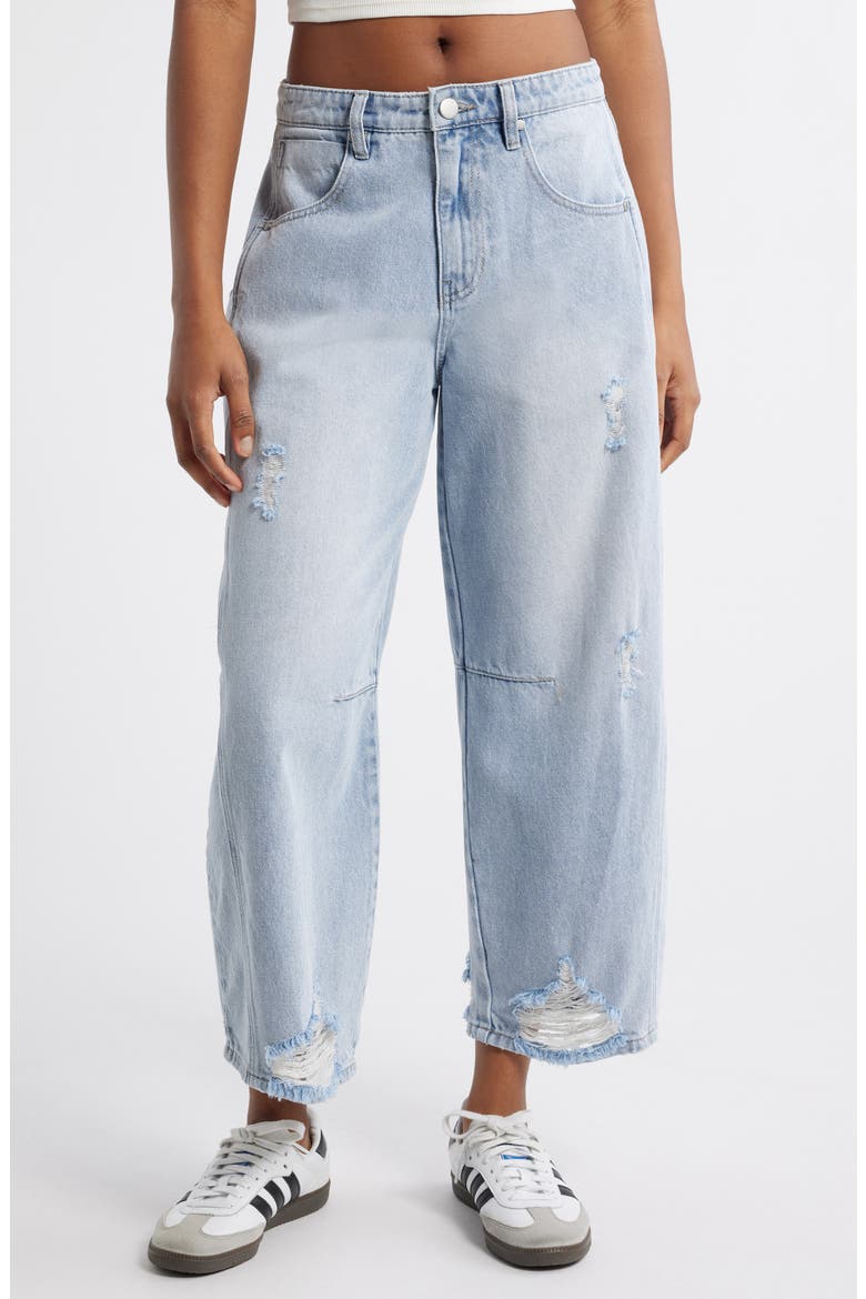Low Loose Distressed Barrel Leg Jeans, Main, color, INDIGO
