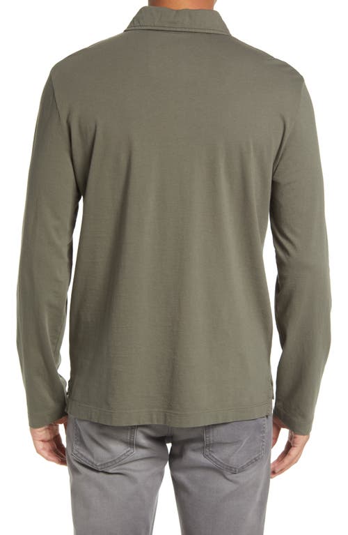 Billy Reid Pensacola Long Sleeve Organic Cotton Pocket Polo In Green