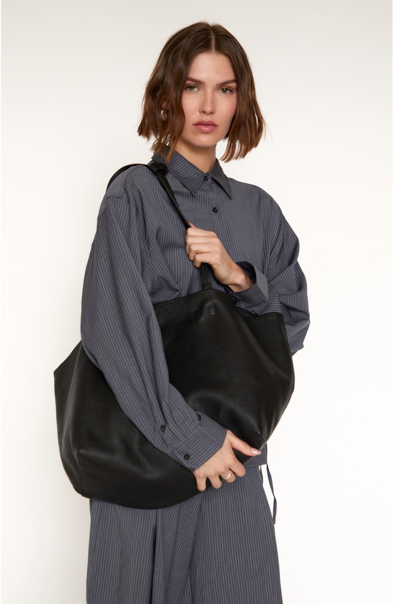 HYER GOODS Leather Mercato Soft Tote, Alternate, color, Black