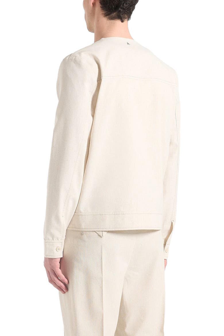 Alain Linen Cardigan with Contrast Placket, Alternate, color, Natural